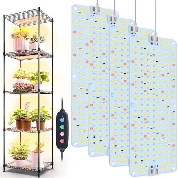 6Panel Grow Lights for Indoor Plants, Seed Starting, Veg, Pot Plants, Bonsai with Timer 4/8/12/16/20H, Ultra-Thin Under Cabinet & Shelf Full Spectrum LED Plant Growing Lamps, Multi-Panels Free Connec