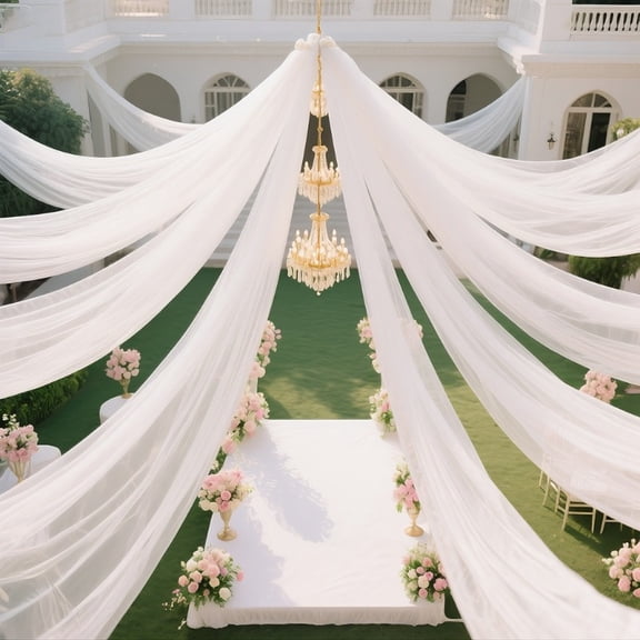 6Panel White Ceiling Drapes for Weddings, 2.5ft x 20ft Sheer Draping Fabric, Arch Draping Fabric Cheesecloth Sheer Curtain for Wedding Arches, Ceremony Backdrops, Stage Decorations, and Event Swags