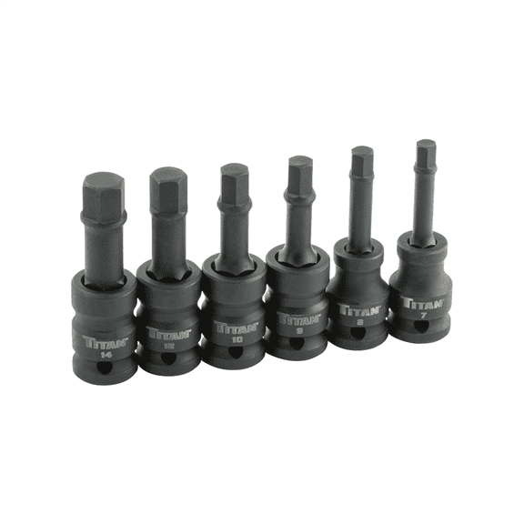 TITAN 6-PC 1/2" DR MM HEX IMPACT BIT