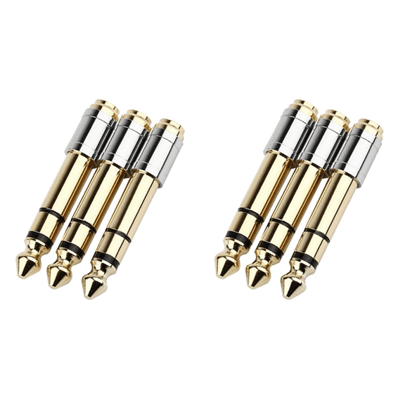 6Pc 6.35Mm to 3.5Mm Converters 1/4Inch Male 1/8Inch Female 6.35 to 3.5 Jack Headphone Audio Adapter Microphone Connector