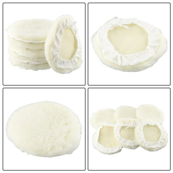 6Pc 7Inch Car Lambs Wool Bonnet Buffing Wheel Pad Buffer Polishing Polisher Pad