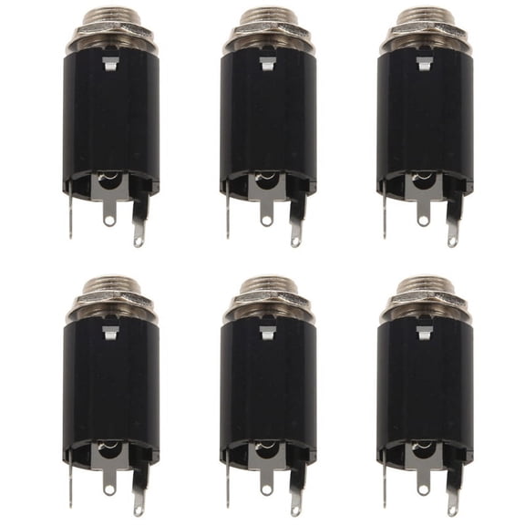 6Pc Black Guitar Endpin Jack 6.35 Input for Any Guitar Eq Pickup Output Guitar Parts & Accessories,6 x Guitar Endpin Jack,Black
