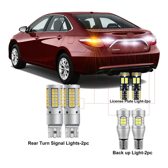 6Pc Car LED Bulbs For Toyota Camry 2012 2013 2014 2015 2016 2017 LED Car Exterior Rear Turn Signal +Backup +License Plate Light CANBUS