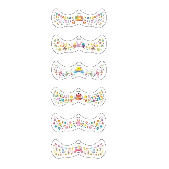 6Pc Easter Face Tattoos, Cute Bunny & Egg Festive Stickers, For Easter Party Makeup Decoration