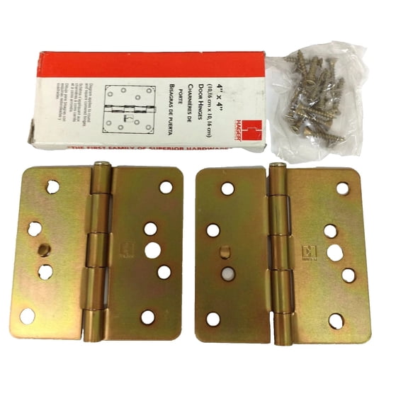 6Pc Hager Hardware RC1743-US2D 4" Brass Tone Residential Security Tab Door Hinges 1/4" Radius