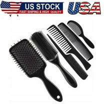 6Pc Hair Brush Comb Set Paddle Brush Detangle Hair Brush and Black Combs for Men