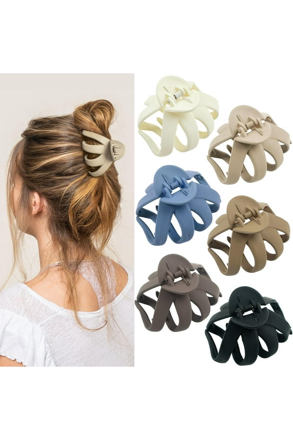 6Pc Hair Claw Clips for Women,2.8"Medium Non-Slip Octopus Jumbo Hair Accessories