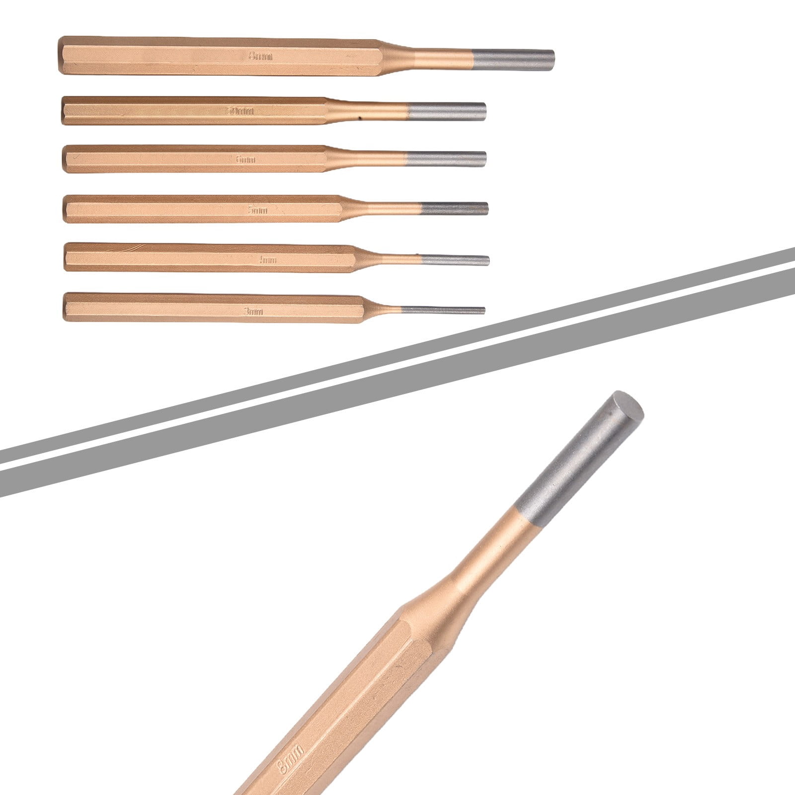 Ms Round Chisel 6Pc High Hardness Cylindrical Chisel Round Head Center Punch Chisel 3 ...