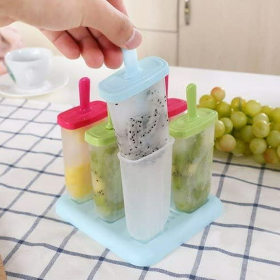 6Pc Ice Pop Mold Set With Lid, 6-Pack Reusable Diy Homemade Popsicles Ice Cream Tray For Freezer, Food-Grade Bpa-Free Molds With Tight-Fitting Lids Stackable Base Easy To