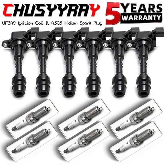 6Pc Ignition Coil and Iridium Spark Plug Set for Nissan Xterra 4.0L V6 Engine Direct Replacement UF349