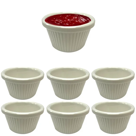 6Pc Mini Ramekins White Melamine Condiment Bowl Souffle Dish Saucer Cup Bpa Free