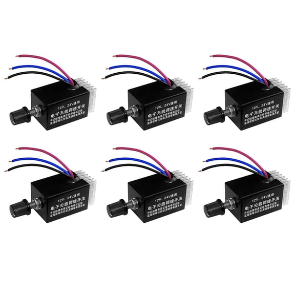 6Pc Motor Speed Regulator DC 12V/24V 10 A Motor Speed Controller Switch for Car Truck Fan Heater Control