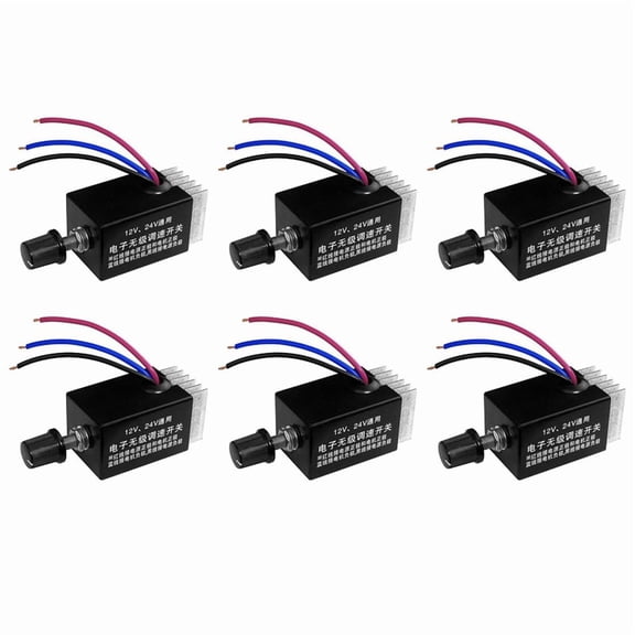 6Pc Motor Speed Regulator DC 12V/24V 10 A Motor Speed Controller Switch for Car Truck Fan Heater Control