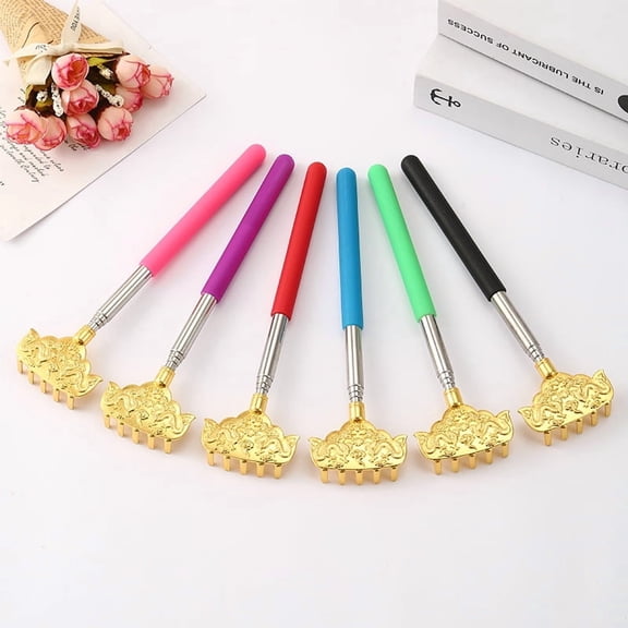 6Pc Reusable Back Scratcher for Bathroom Travel Hotel Back Scratcher Innovative Rake Shape Back Scratcher, Portable Retractable Back Massager, Durable Metal Smooth Anti-Itch Artifact, Non-Slip Handle