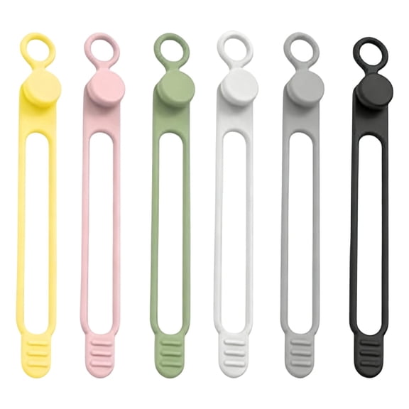 6Pc Reusable Silicone Cable Ties, Elastic Wire Organizer for Charger and Headphone Cords, Soft Data Cable Management Straps, Multi Color Bundling Ties for Home Office (106Mm, 6 Colors)