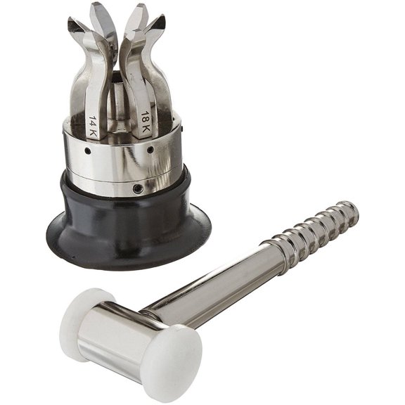 6Pc Ring Marking Stamp Set with Stand & Hammer