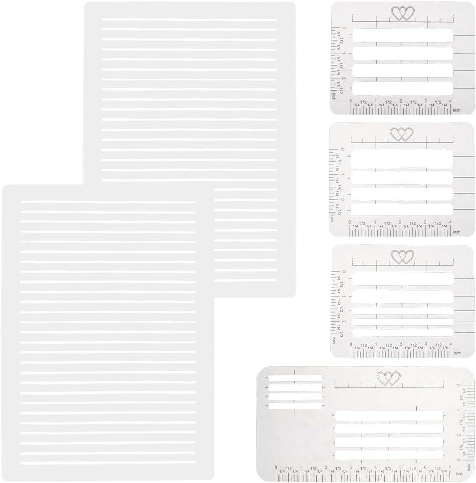 6Pc Straight Line Stencil Templates for Journaling Envelope Addressing ...