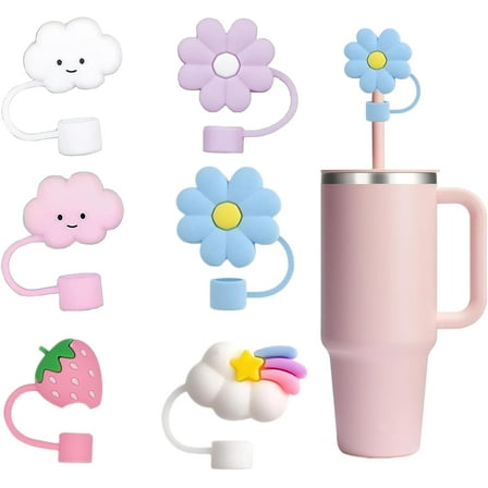 6Pc Straw Cover for Cup, Silicone Straw Topper for Cup 30&40oz with Tumblers, 10mm 0.4in Lid Accessories