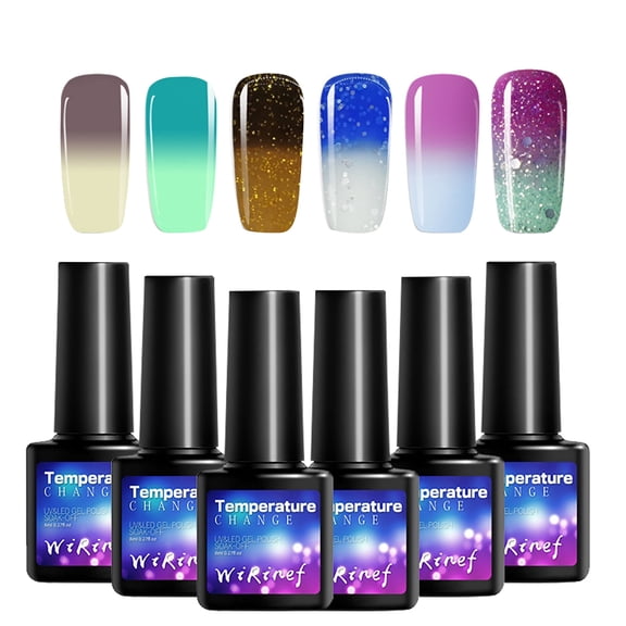 6Pc Thermal Nail Polish Set, 48Ml S208-05 - 6Pc Warm Gradient Removable Gel Nail Polish Set, 8Ml Each, Nail Art Easter Mother'S Day Nail Makeup Organizers