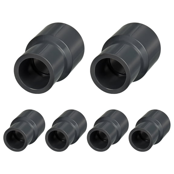 6Pcs 1 1/4"x1" PVC Reducer Pipe Coupling Fitting, SCH80 (SOCxSOC) Furniture Grade PVC Slip Socket Connectors, Straight Pressure Pipe Fittings for Home Use, Irrigation, Black