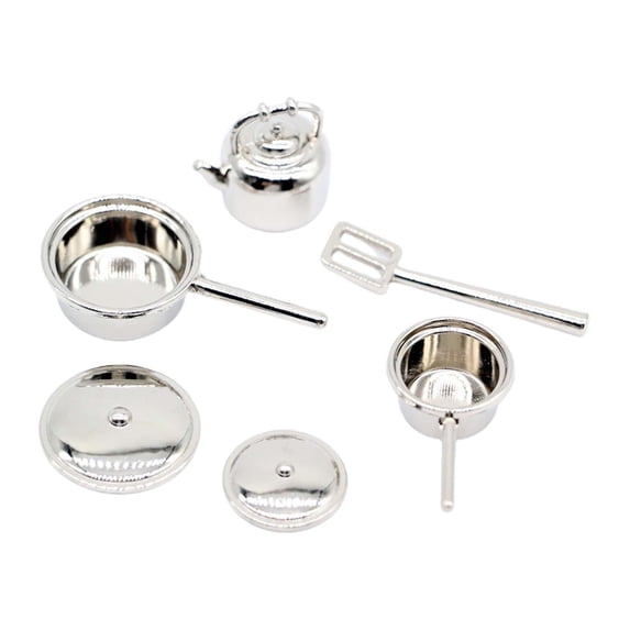 6Pcs 1:12 Miniature Kitchen Cookware Cooking Utensils for Boys Holiday Gifts