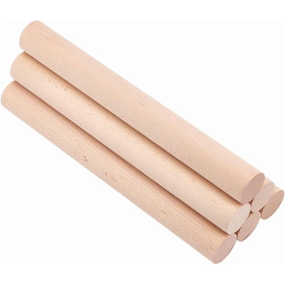 6Pcs 1-3/8 x 12 Inch Wooden Dowel Rods Round Dowels Dowel Rods Wood Sticks Unfinished Round Wooden Beechwood Sticks Precut Wood Rod