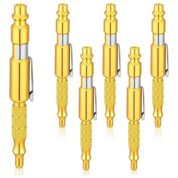 6Pcs 1/4In I/MType Adjustable Pocket Plug Air Blow GunAir Blower for Compressor Pen Dust Cleaning,Gold