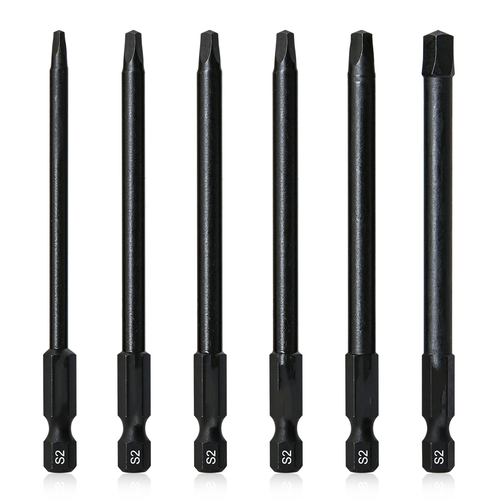 6Pcs Four Square Bit Set 100mm Magnetic SQ0 1 2 3 4 Hex Shank Square Drill Bit Set for Power Screwdriver Drill Impact Driver Walmart