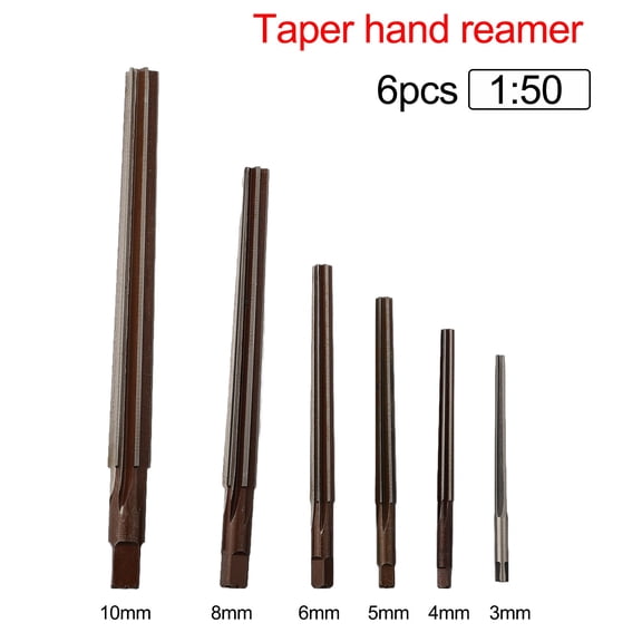6Pcs 1:50 Conical Degree Manual Pin Taper Shank Hand Reamer 3/4/5/6/8/10Mm