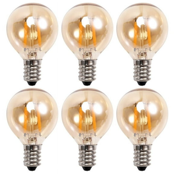 6Pcs 1.5W LED G40 Replacement Bulb 220V Retro Globe Gold Dimmable Bulb for Indoor/Outdoor String Lights E14 Base