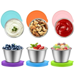 Pcapzz 6Pcs 1.6 oz Salad Dressing Container,Leak-Proof Condiment Cups  Container with Silicone Lid for Picnic Travel Work 