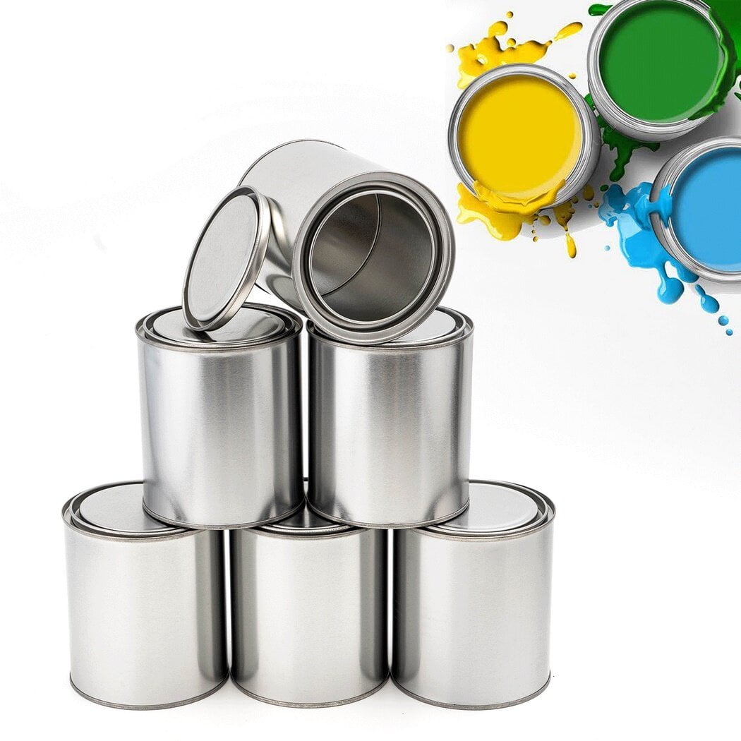 6Pcs 1 Litre Metal Paint Cans, Empty Unlined Paint Pails with Lids