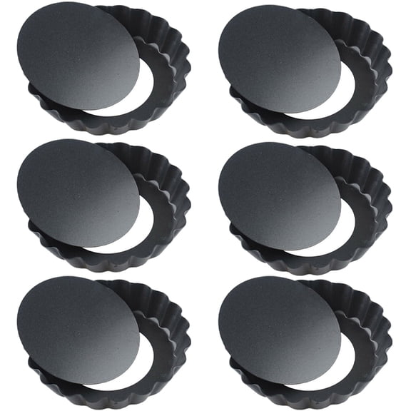 6Pcs 10cm Non-Stick Mini Cake Pan for Tart Quiche Flan Pizza Removable Round Baking Dish