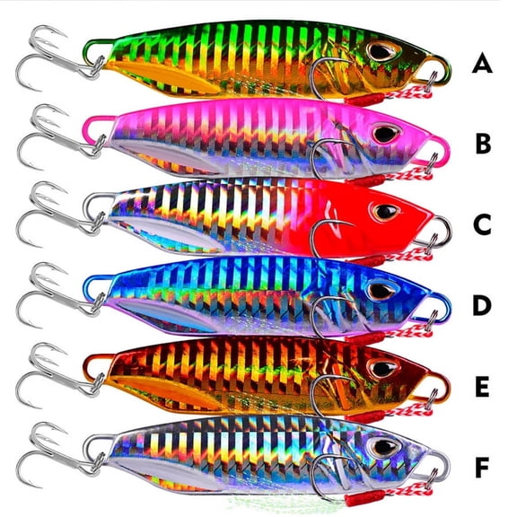 6Pcs 10g-50g Laser Duo Metal Jig Fishing Lure Slow Jigging Baits realistic silhouette