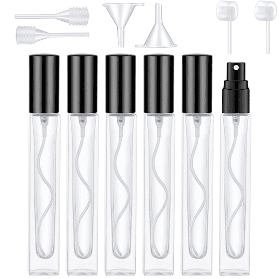 6Pcs 10ml Perfume Atomizer for Men & Women, Refillable Glass Spray Bottle, Portable Fragrance Bottle for Travel, Party