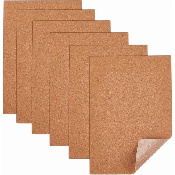 6Pcs 11.69 x 8.27 x 0.12 Inch Adhesive Cork Sheets Cork Backing Coasters Rectangle Sandy Brown Insulation Supplies DIY Crafts Wall Decoration Brown DIY