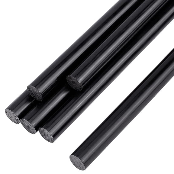 6Pcs 11.8Inch Length Black Acetal Copolymer Rod 0.39Inch Diameter Round Acetal Rod Acetal Bar Dowel Rod for Non-Marring Fixtures DIY Craft Making