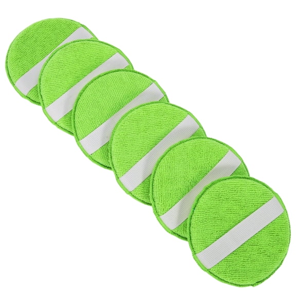 6Pcs 12.5cm Universal Microfiber Polishing Buffing Pad Auto Woolen Buffing Waxing Pad Car Polisher Buffer Drill Attachment Grass Green