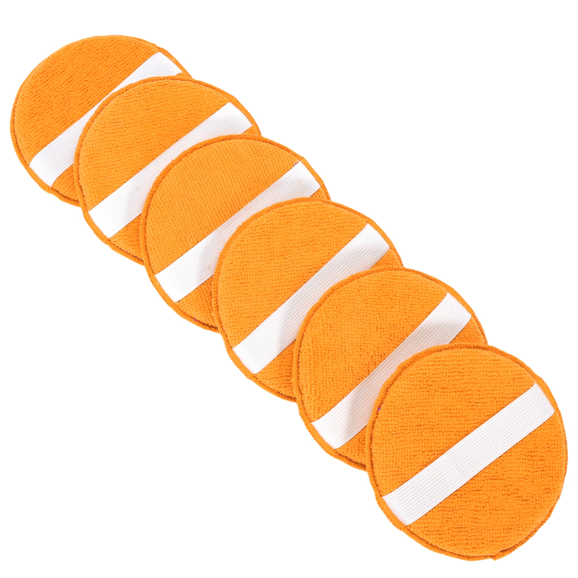 6Pcs 12.5cm Universal Microfiber Polishing Buffing Pad Auto Woolen Buffing Waxing Pad Car Polisher Buffer Drill Attachment Tangerine