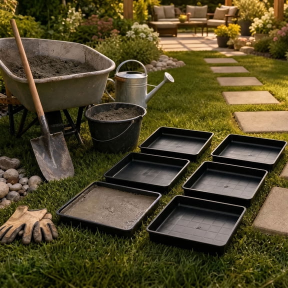 6Pcs 12 Inch Stepping Stone Mold for Concrete Heavy Duty Thick Paver Mold for DIY Backyard Garden Pathway Landscape Decoration