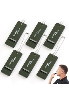 6Pcs 120 dB Emergency Whistles for Teachers, Flat Self Defense Safety Whistle Keychain for Women Outdoor Hiking Dog Signal