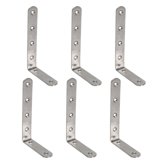 6Pcs 125X75mm L Shape Stainless Steel Shelf Corner Brace Angle Bracket