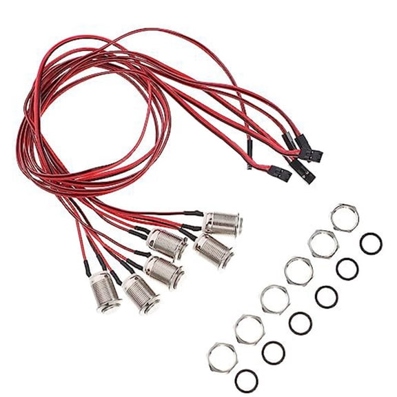 6Pcs 12V Momentary Push Button Switch 12Mm Small Metal Switch 2P With Pre-Wired