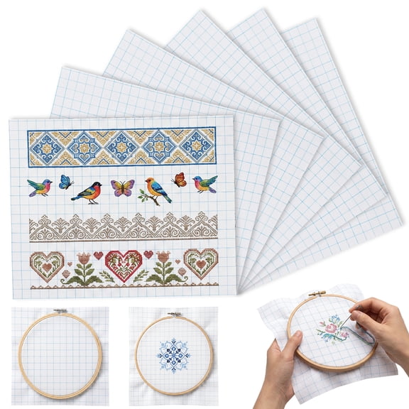 6Pcs 14CT Cross Stitch Aida Fabric Cotton Easy Aida Cloth Count Embroidery Cross Stitch Fabric with Washable Grid Line for Patchwork Quilting DIY Project,17.71*13.77in