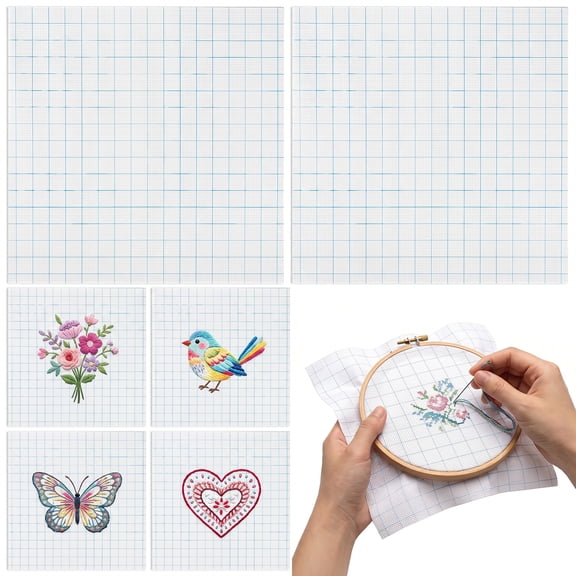 6Pcs 14CT Square Stitch Fabric Sheets Easy Count Embroidery Fabric with Washable Grid Line for Patchwork Quilting DIY Project