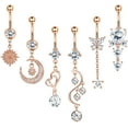6Pcs 14G Belly Button Rings Dangle for Women Surgical Steel Navel Rings