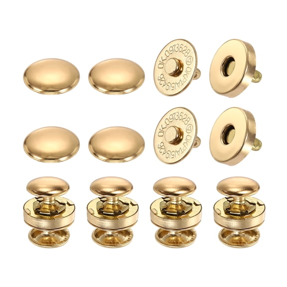 6Pcs 14mm Magnetic Snap Buttons Set Copper Fastener Clasps, Rose Gold