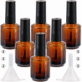 thumbnail image 1 of 6Pcs 15ml Refillable Empty DIY Nail Polish Bottles Transparent Brown Glass Fingernail Bottle Cylindrical Vials Containers with Brush Stainless Steel Beads for Nail Art Sample Brown Glass, 1 of 6