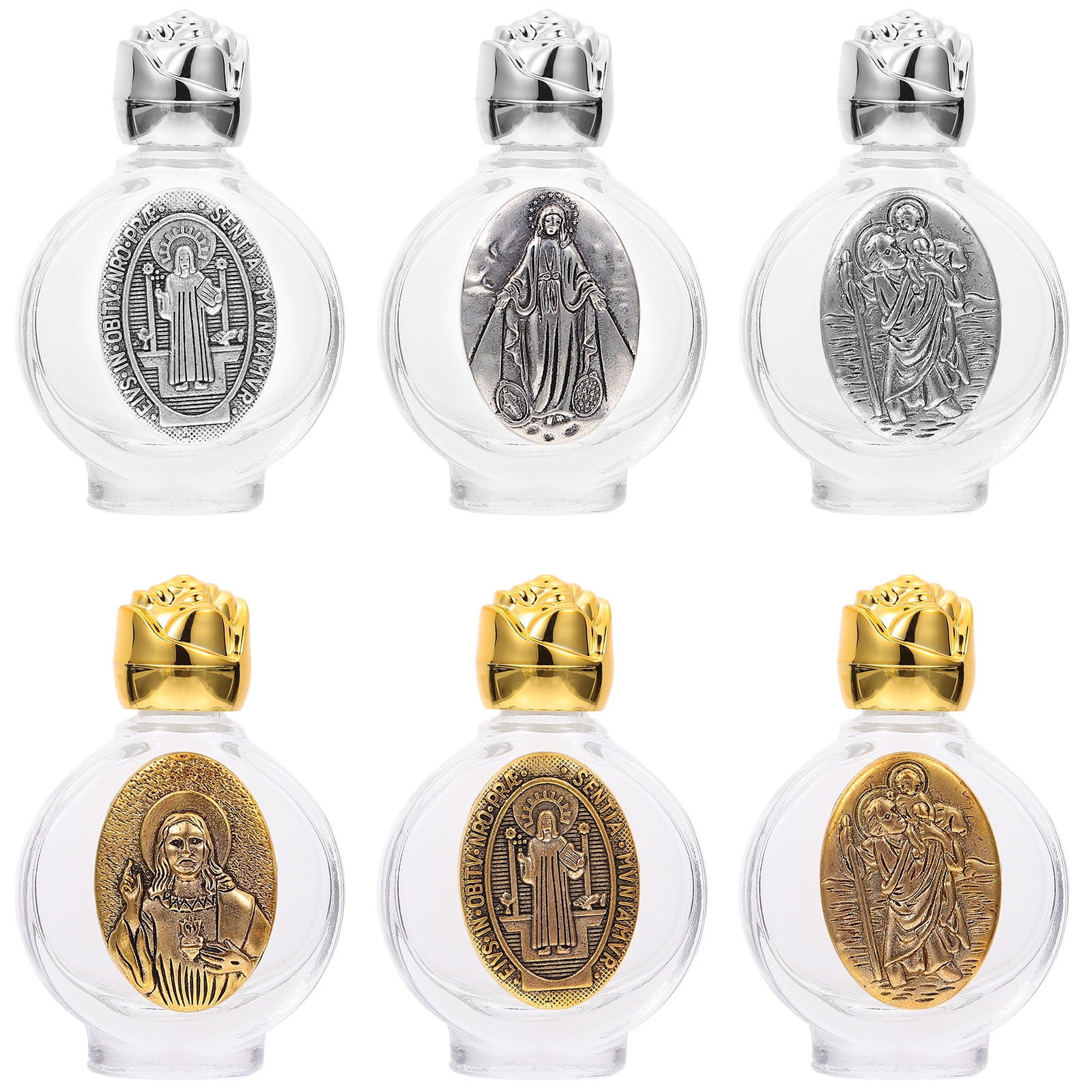 6Pcs 15ml Refillable Perfume Bottle Religious Theme Design Small Glass ...
