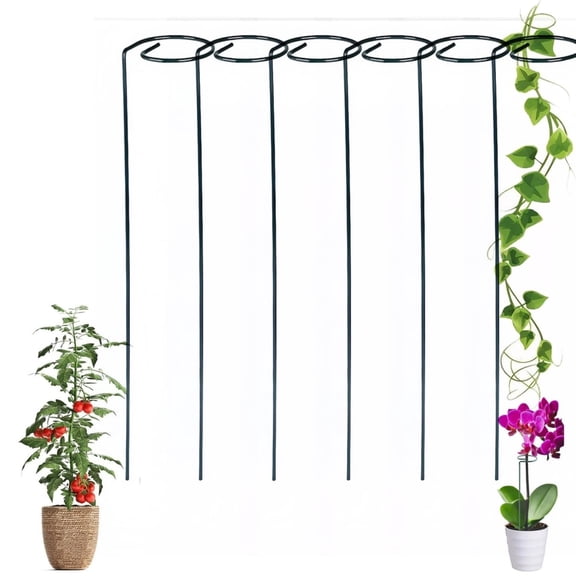 6Pcs 18 Inch Straight Pole Tomato Stakes Weather Resistant Plant Support Cages for Vertical Climbing Vegetables and Potted Flowers